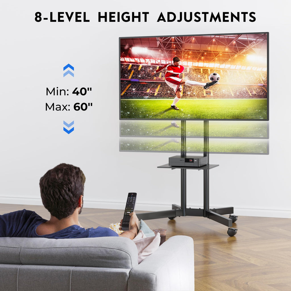 Rolling TV Stand with Tilt, Black C4342