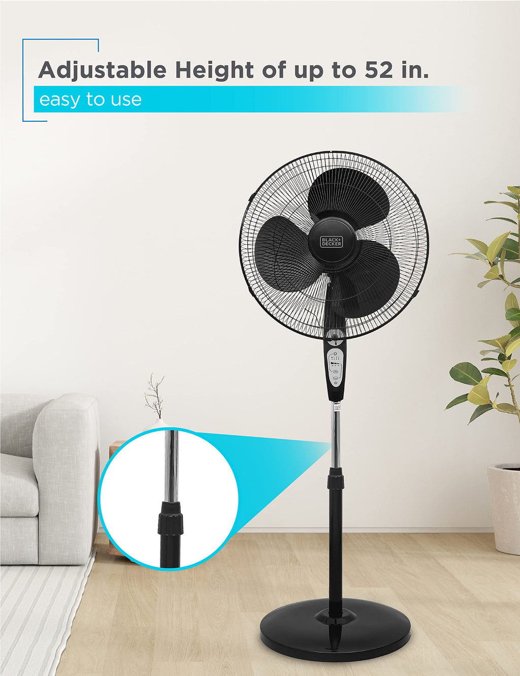 18" Oscillating Pedestal Fan with Remote, Black W878052