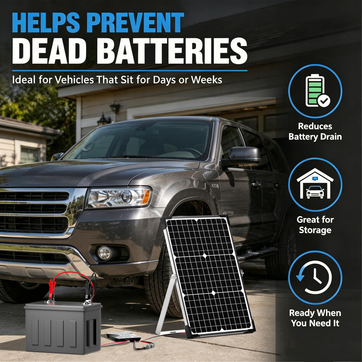 30W 12V Solar Panel Battery Charger Kit T119298