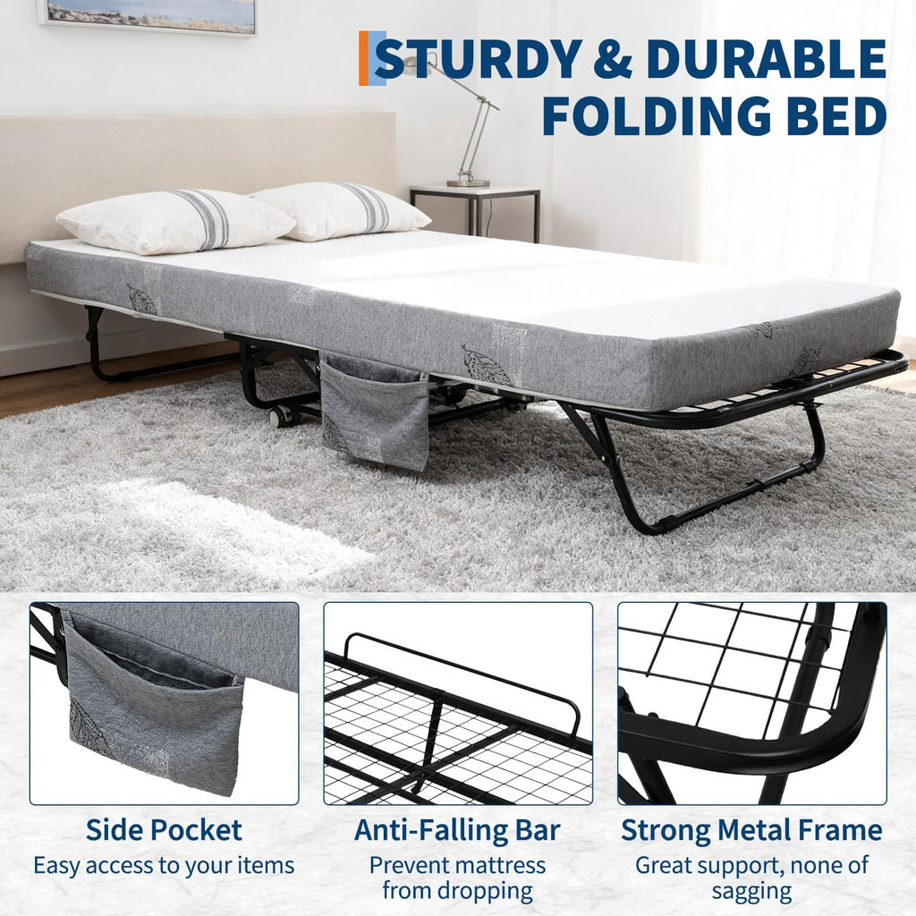 Folding Bed with 6 Inch Memory Foam Mattress M60853