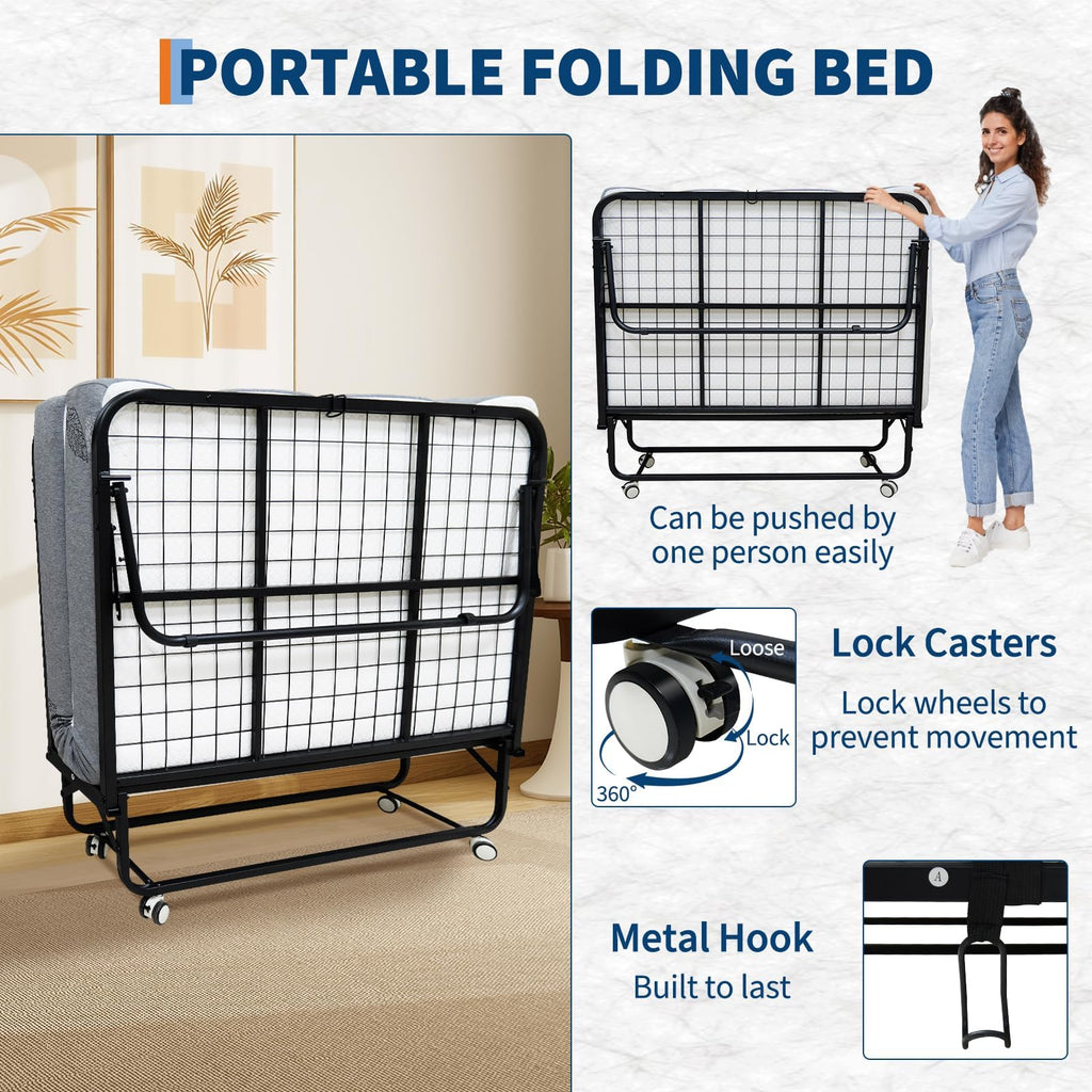 Folding Bed with 6 Inch Memory Foam Mattress M60853