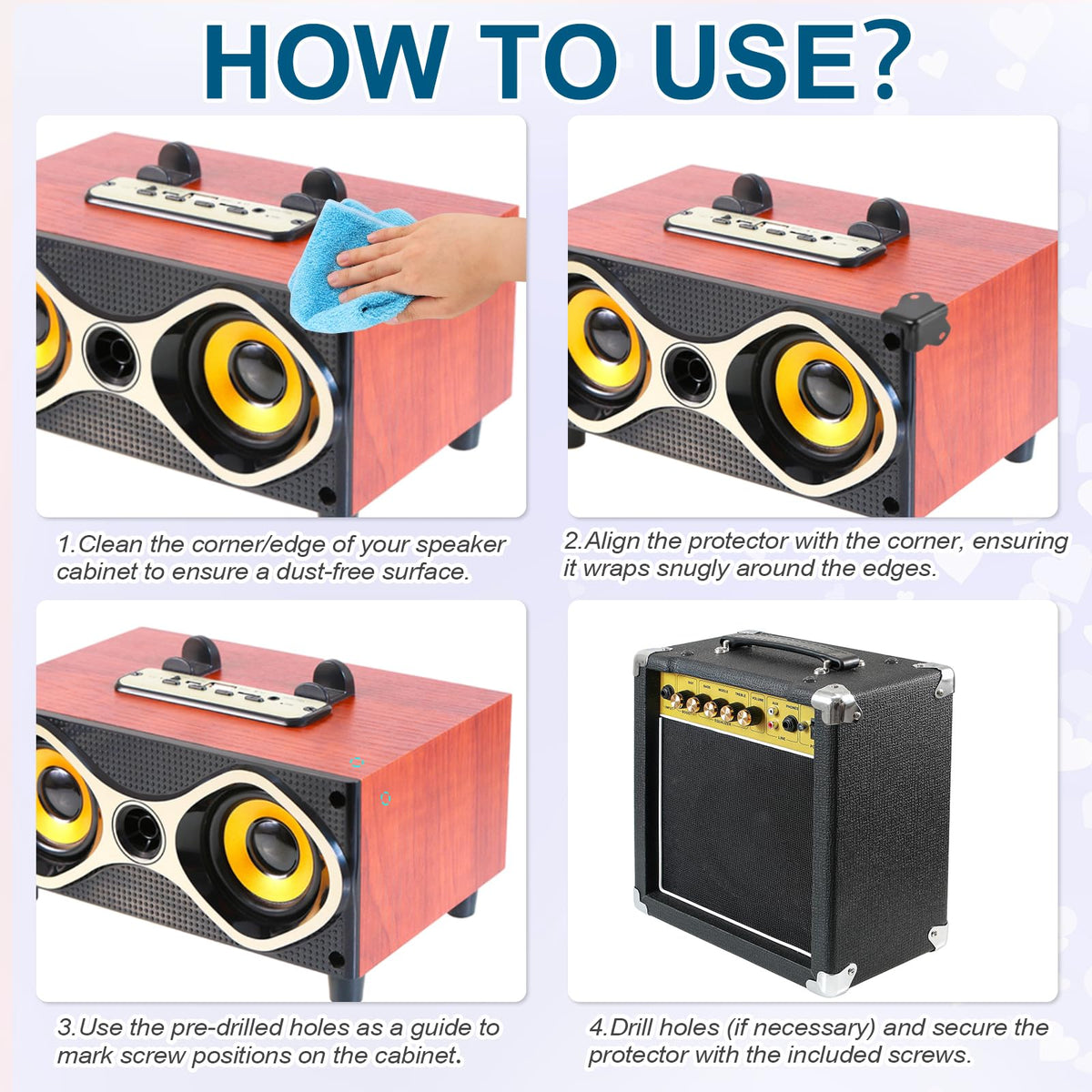 4 Pcs Metal Speaker Cabinet Corners Protector C792