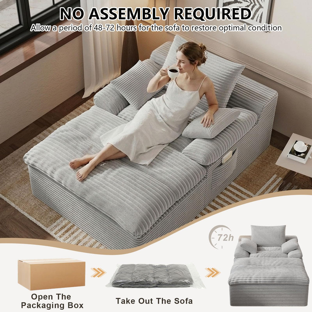 67" Oversized Corduroy Chaise Lounge Q938