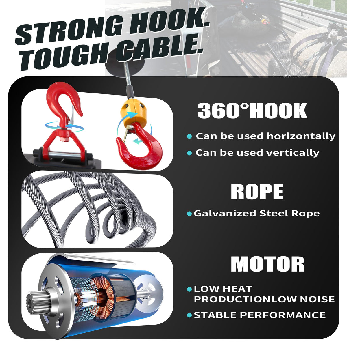 1500W 1500 lbs Electric Hoist Winch Y351483