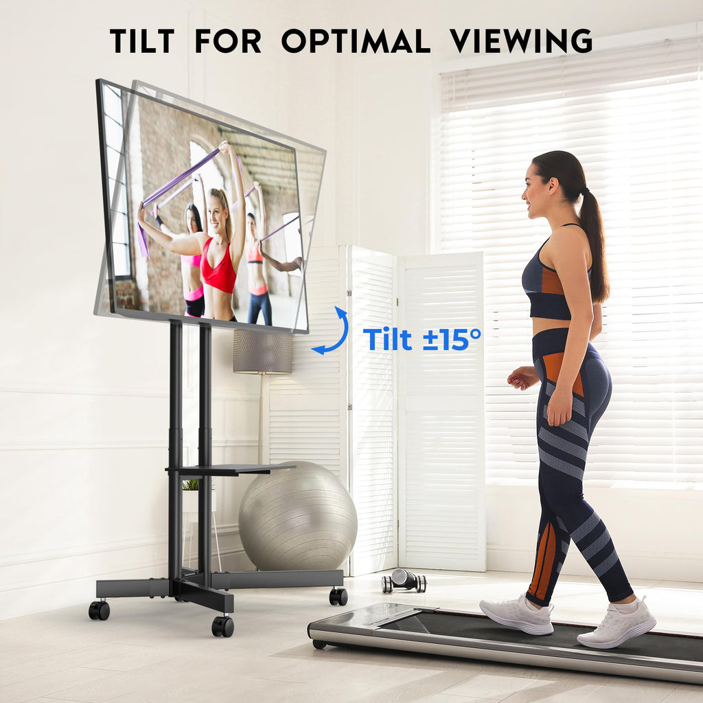 Rolling TV Stand with Tilt, Black C4342