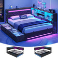 Corner Bed Frame with Storage Bookcase and 4 Drawers I91667