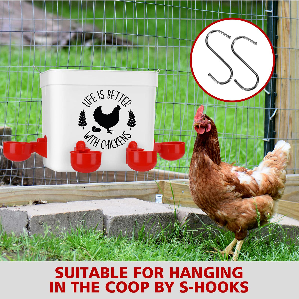 Chicken Waterer with 4 Water Cups 2 Gallon U3971