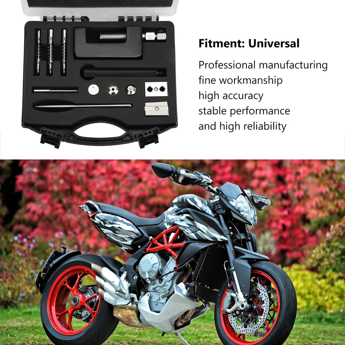 12 Pc Universal Motorcycle Chain Riveting Tool Set with Storage Box W922562