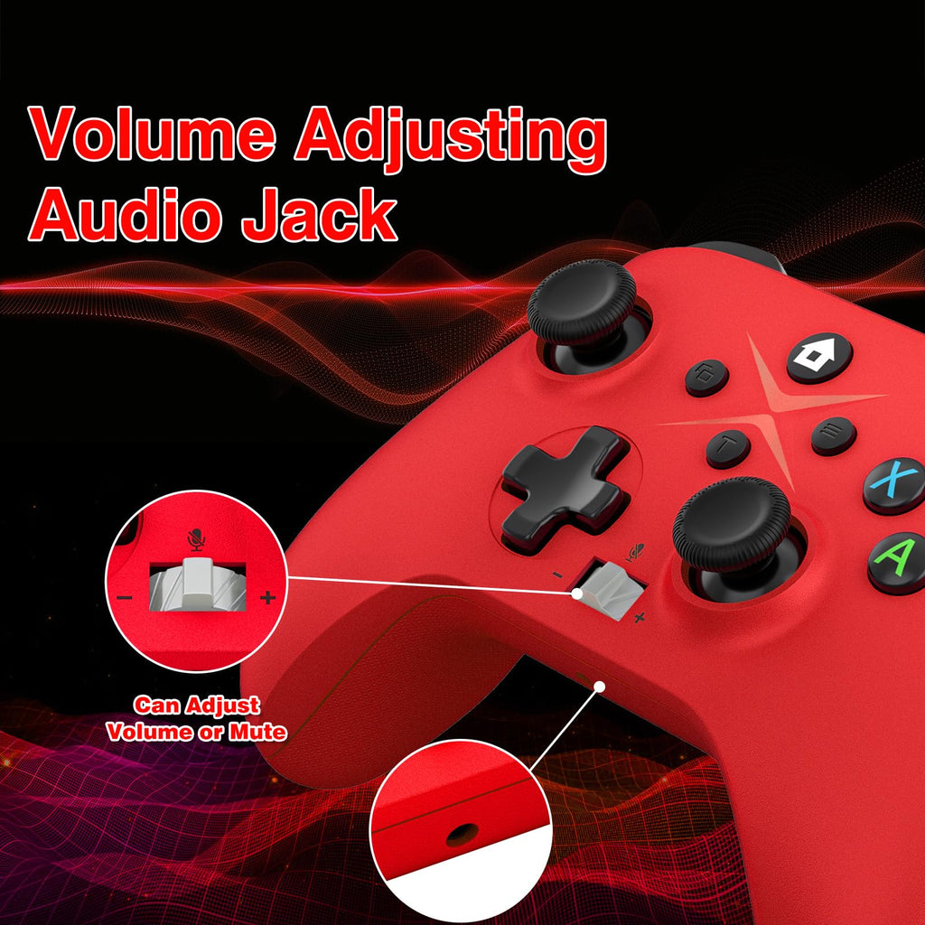 2 Pack Wireless Controller with Turbo Macro Hall Trigger Dual Vibration 3.5mm Audio Jack Built-in Battery 2.4GHz Adapter J8404