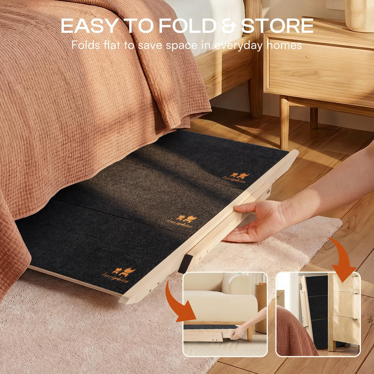 Wooden 4-Step Foldable Anti-Slip Dog Stairs N661