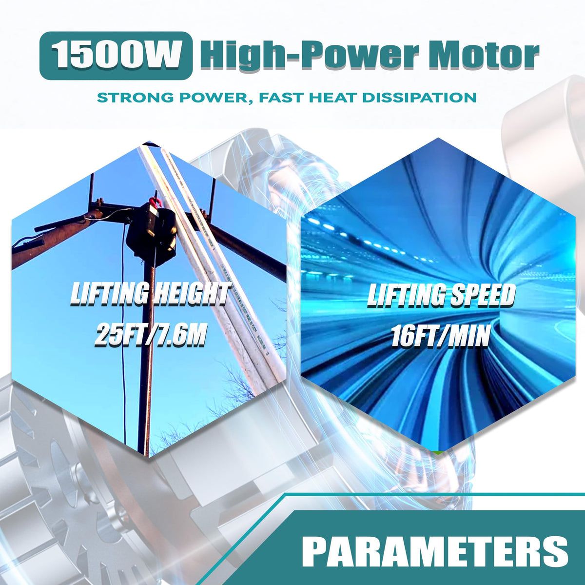 1500W 1500 lbs Electric Hoist Winch Y351483