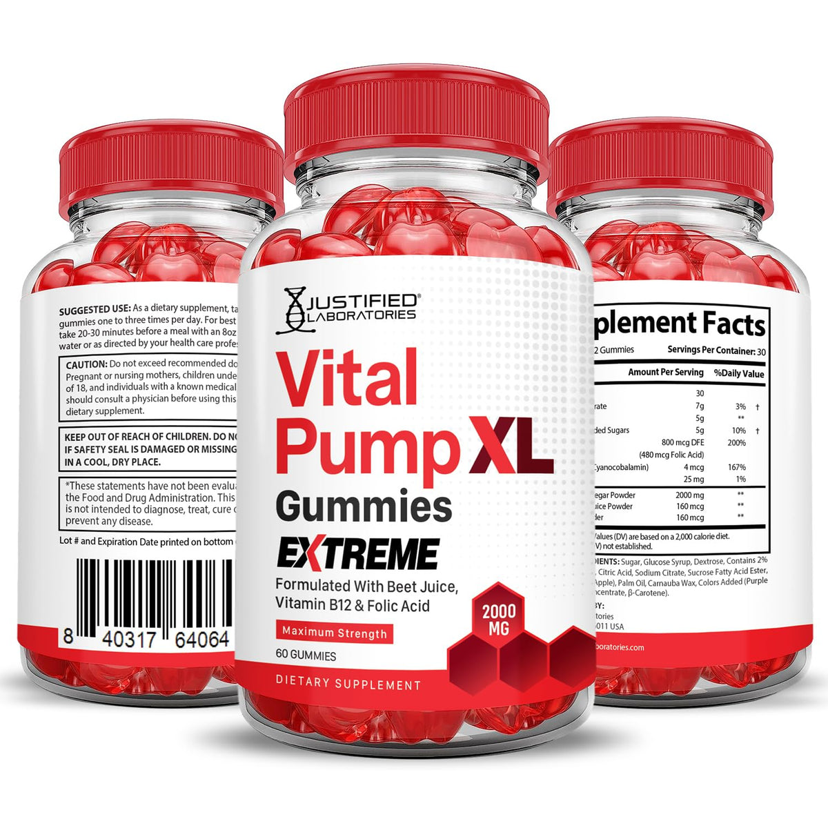 2000MG Beet Juice ACV Pomegranate B12 Vegan Non GMO Gummies U66375