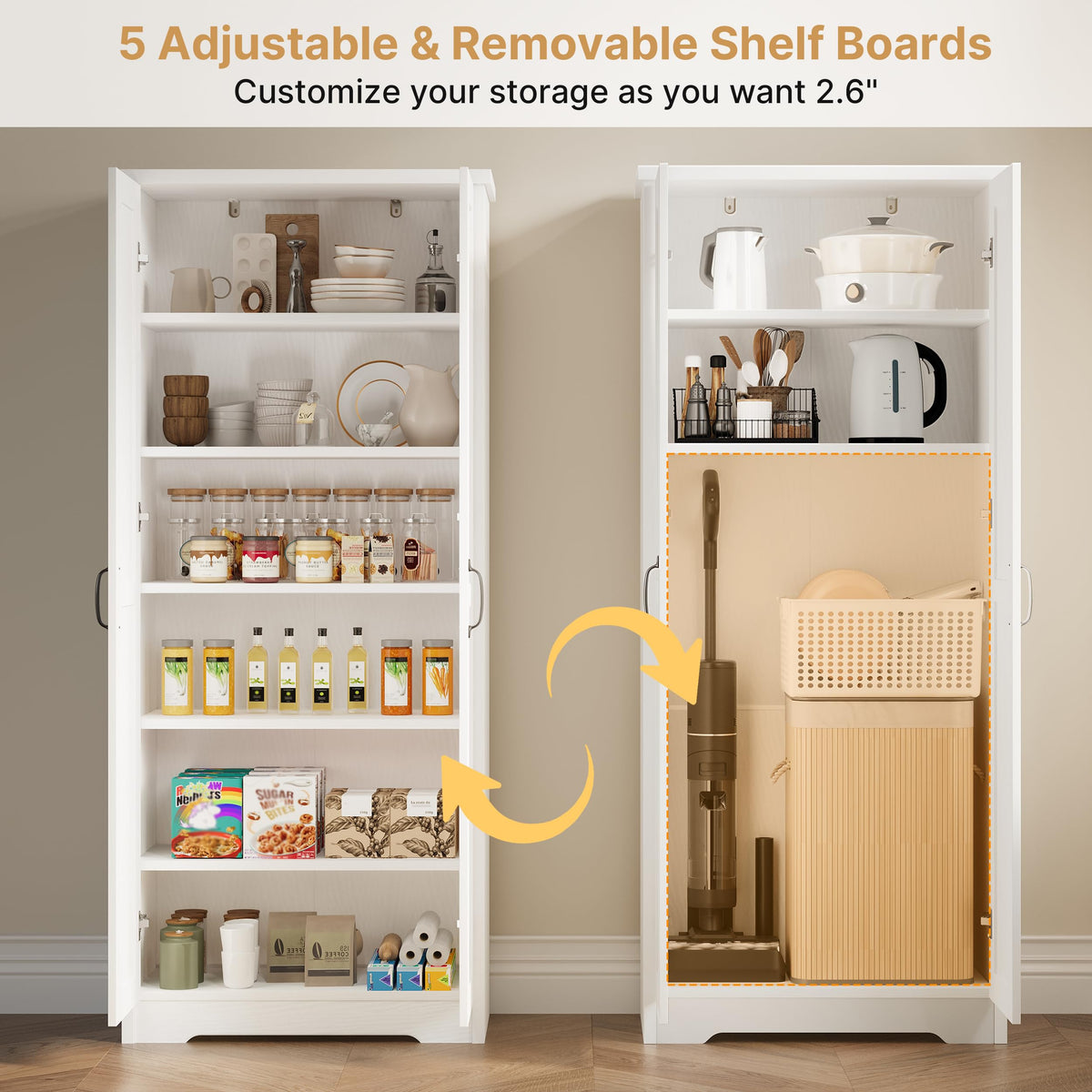 70" Tall Wood Storage Cabinet with 6 Adjustable Shelves G43745