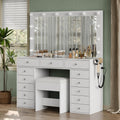 47" White Makeup Vanity with 13 Drawers and HD Mirror W2102