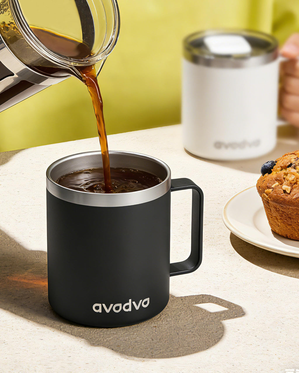 2 Pack 12oz Insulated Stainless Steel Coffee Mug with Lids A648350