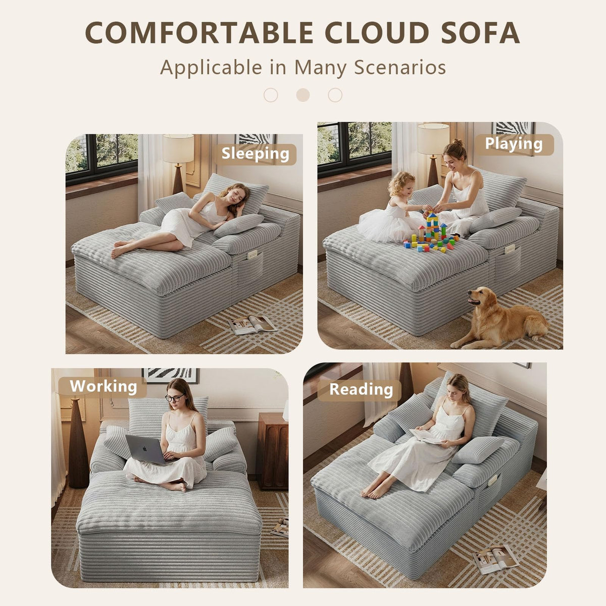 67" Oversized Corduroy Chaise Lounge Q938