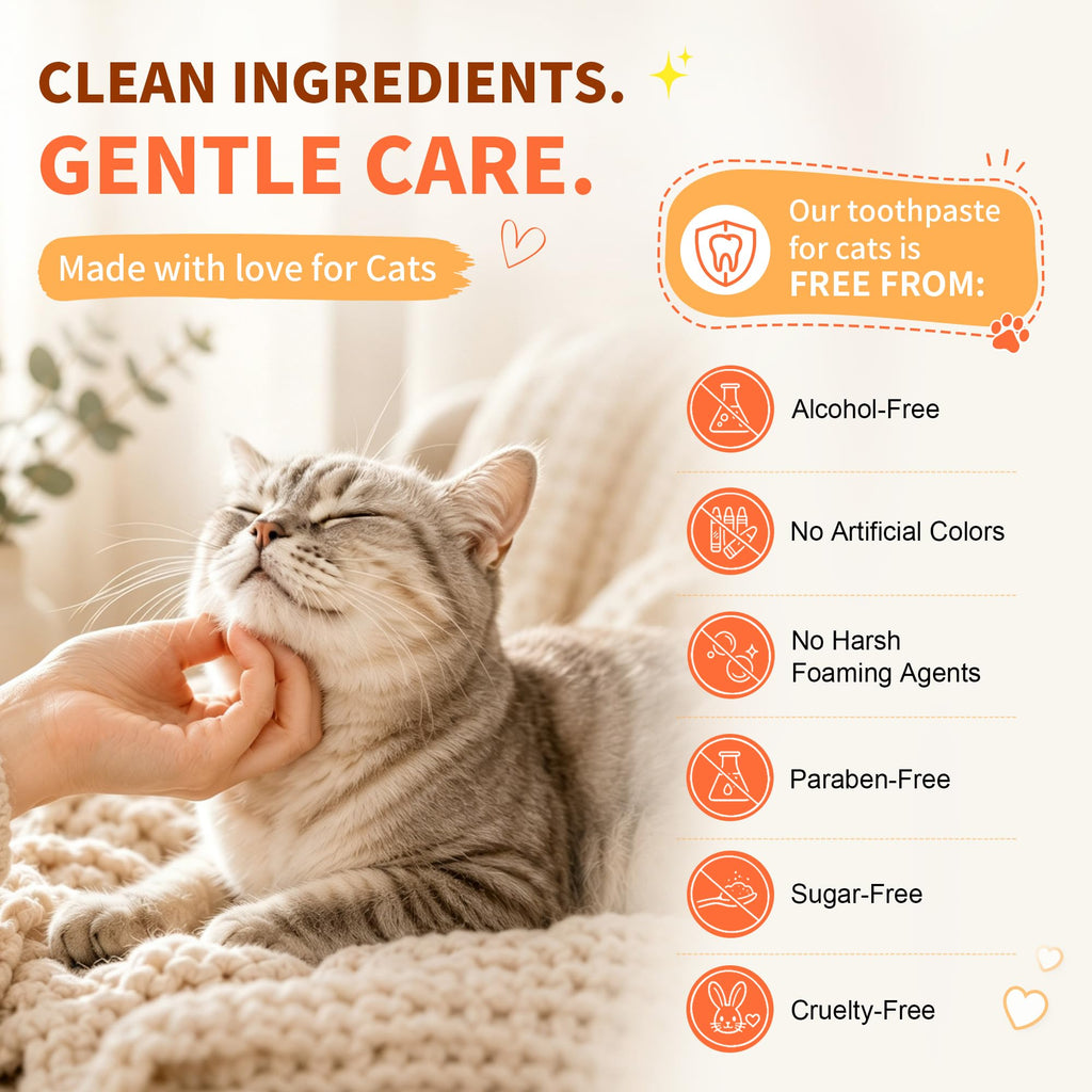55g Roasted Chicken Enzymatic Cat Tooth Brushing Kit with Soft Bristles Toothbrush & Finger Brush D464