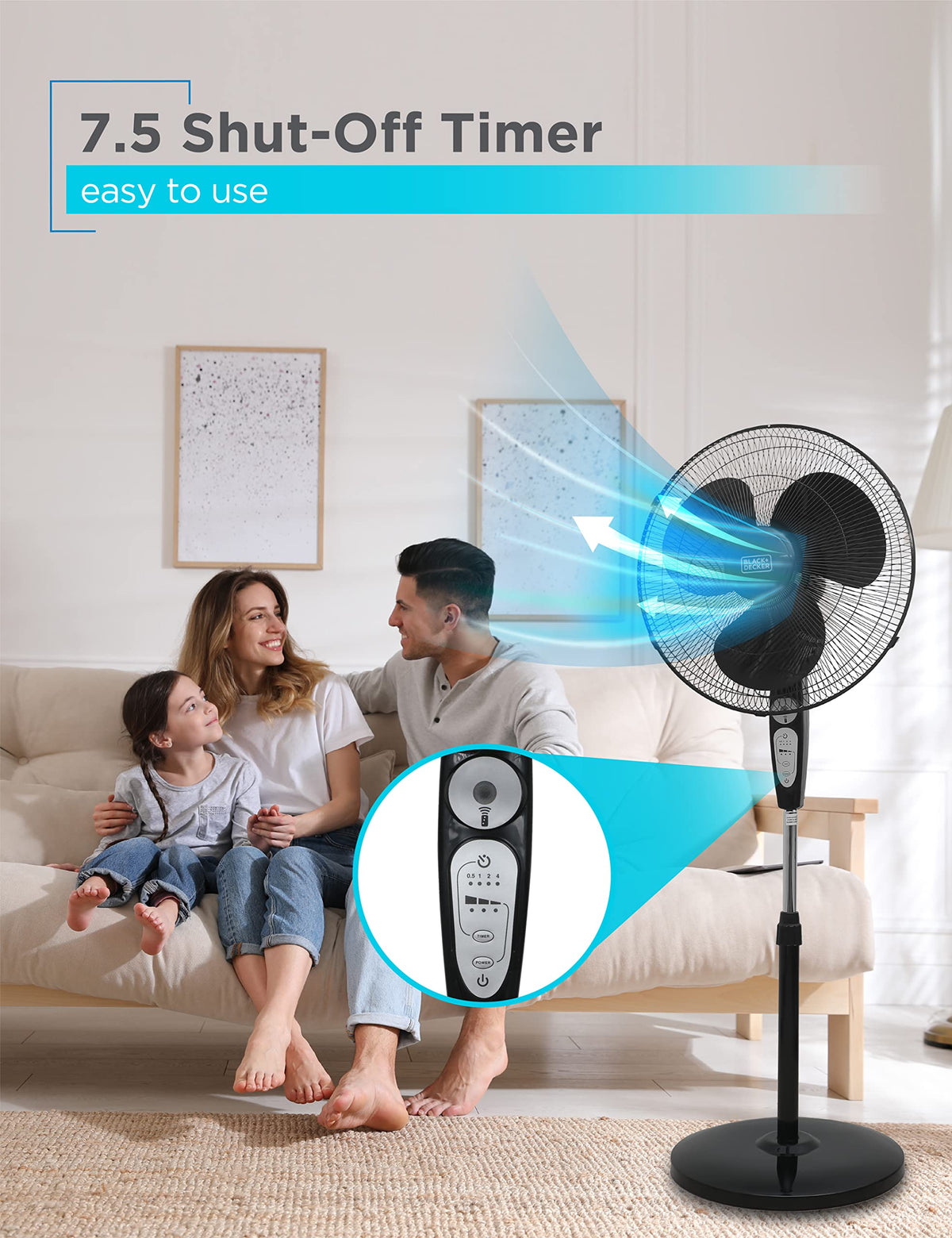 18" Oscillating Pedestal Fan with Remote, Black W878052