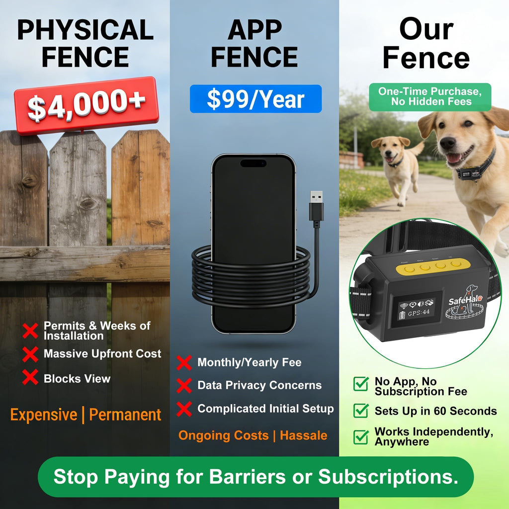 Wireless GPS Dog Fence Collar, 65–9,840 ft Radius, IPX7 Waterproof M789