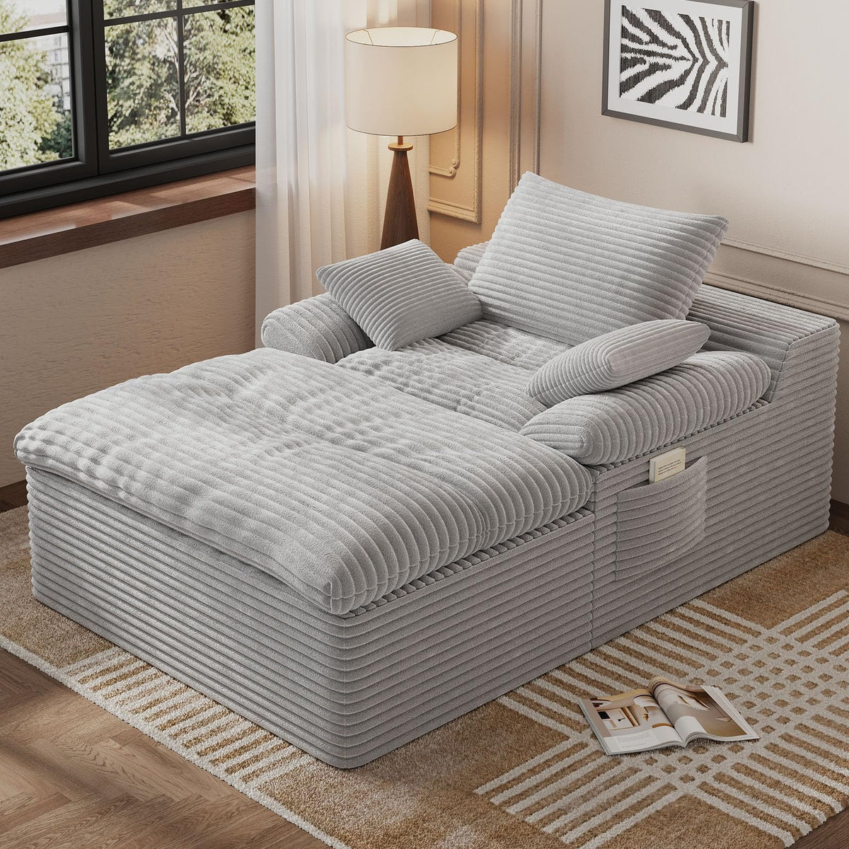 67" Oversized Corduroy Chaise Lounge Q938