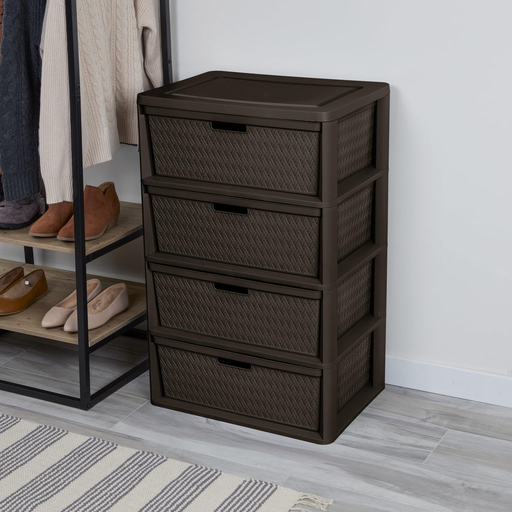 Brown 4 Drawer Plastic Storage Tower U2191