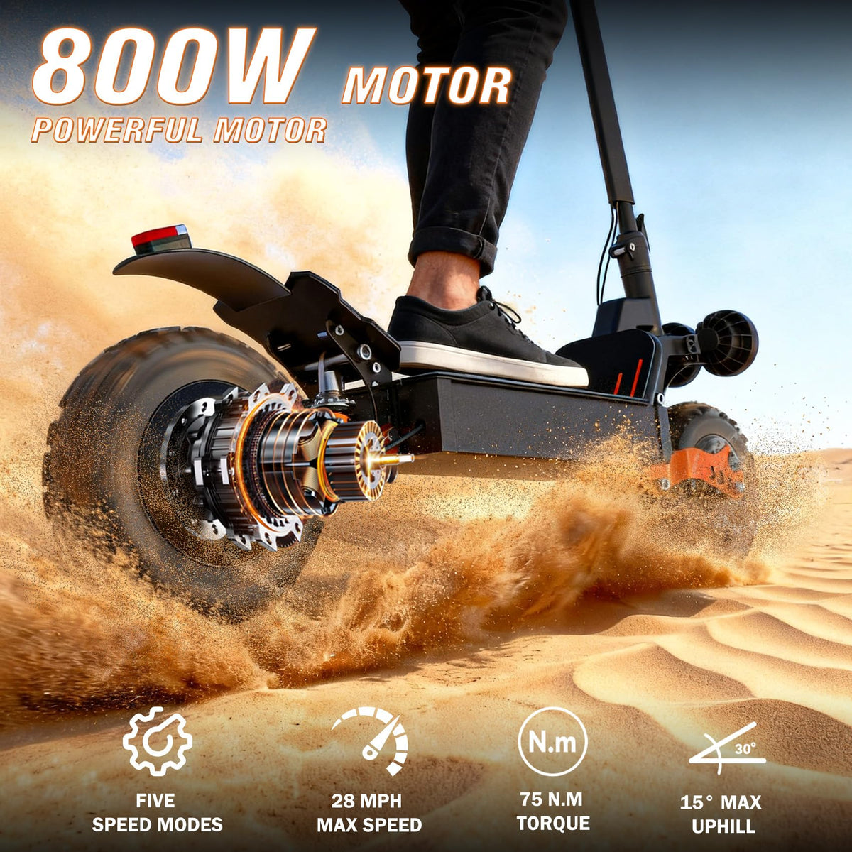 800W Motor 25 Miles Long Range Electric Scooter A610