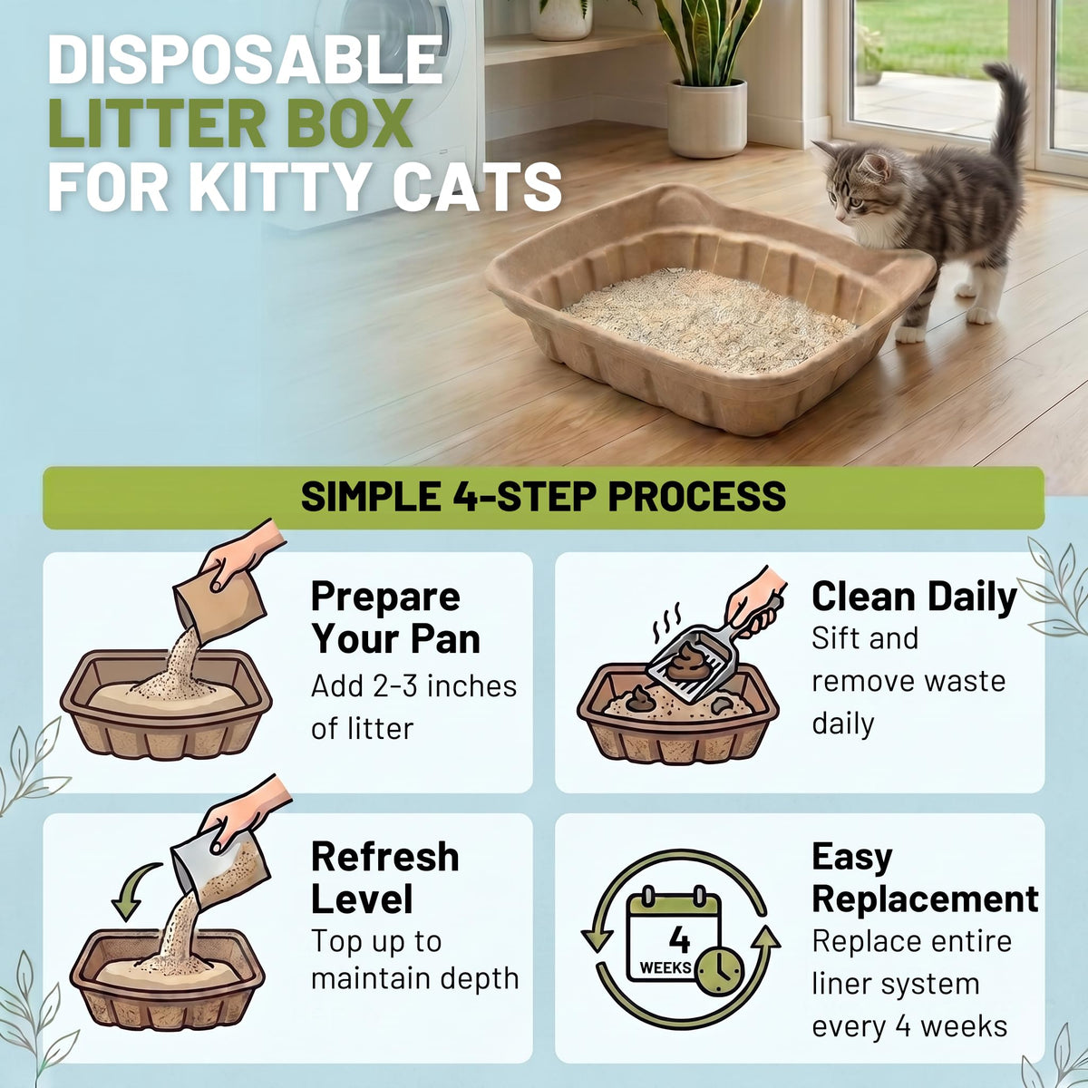 6 Pack Jumbo Disposable Kitten Litter Box R444249
