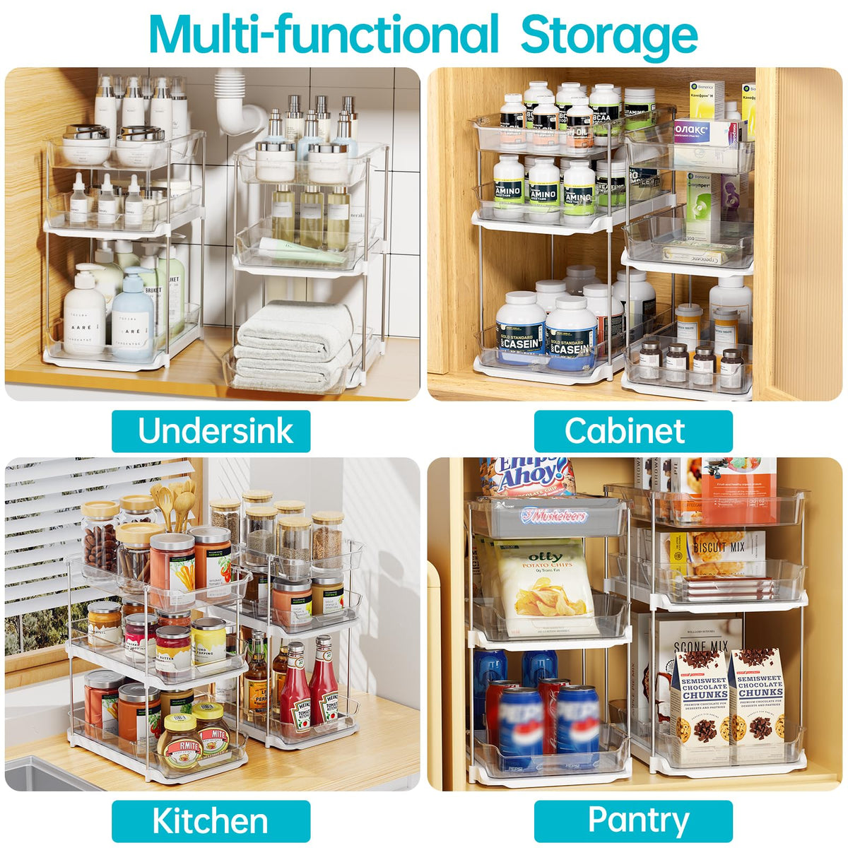 2 Sets of 3-Tier Under Sink Organizers and Storage M653