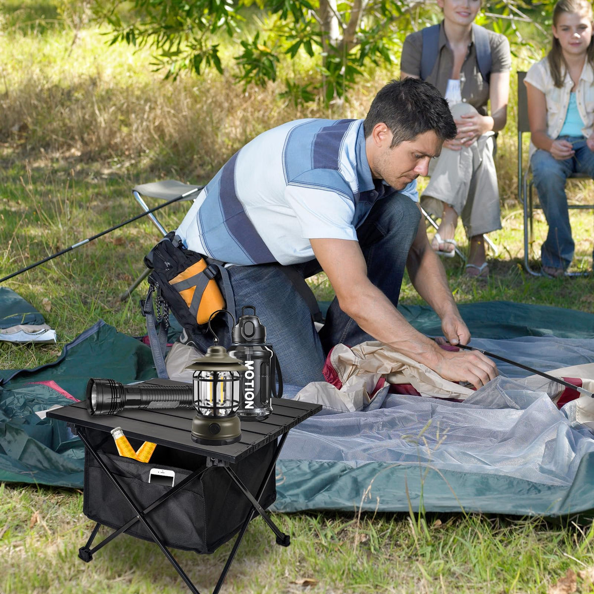Foldable Aluminum Camping Side Table with Carry Bag G45695