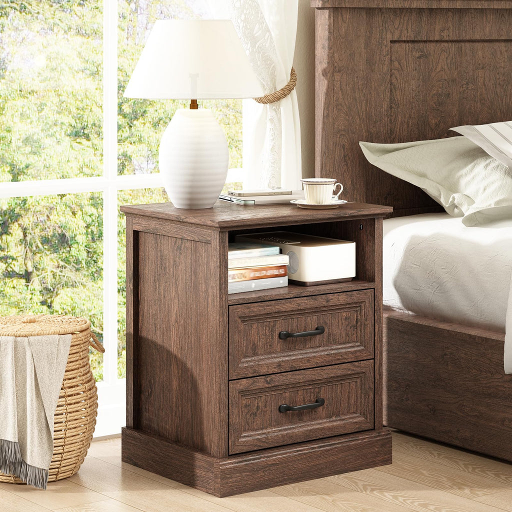 Brown 2 Drawer Nightstand Set of 2 N13178