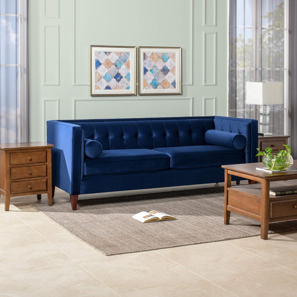 Navy Blue Velvet Tufted Sofa G989