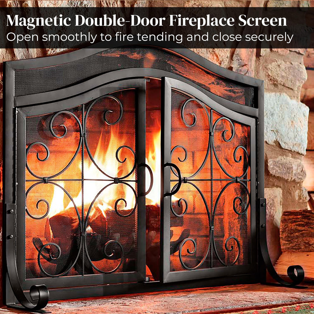 Black Metal Fireplace Screen C493