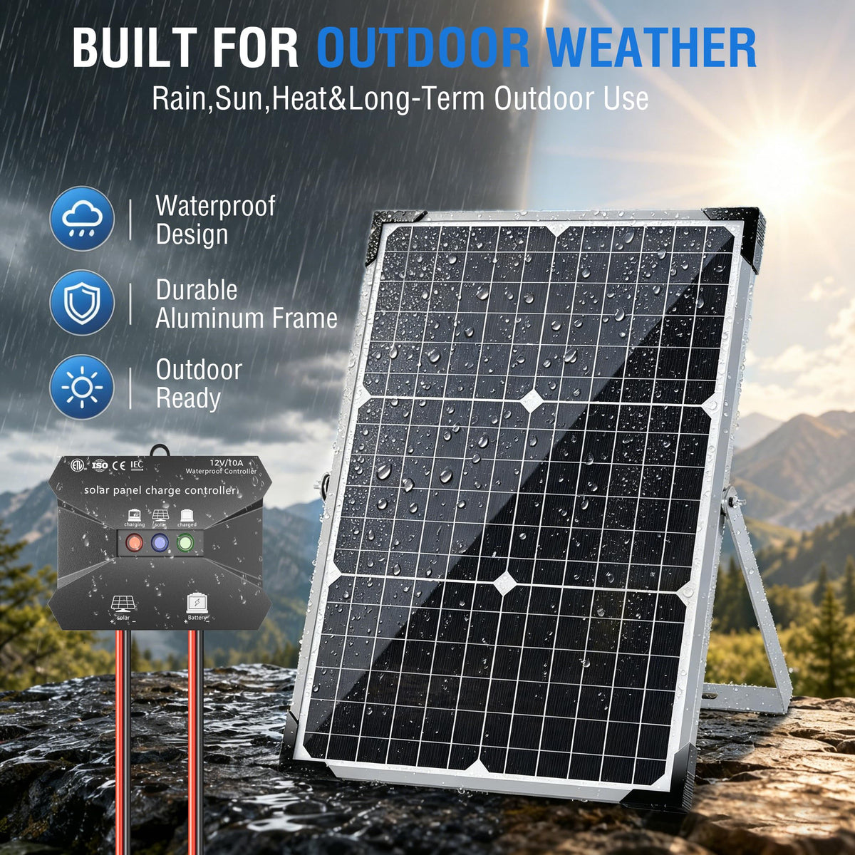 30W 12V Solar Panel Battery Charger Kit T119298
