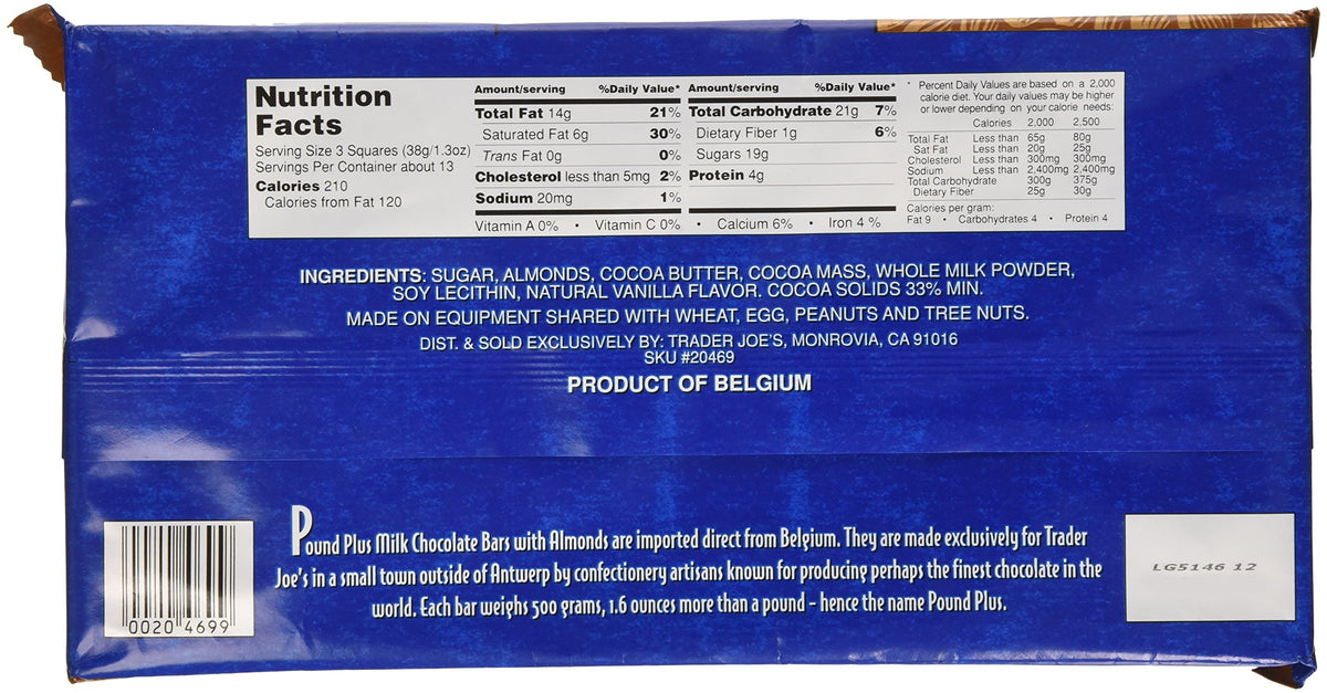 Milk Chocolate with Almonds 17.6 oz I264