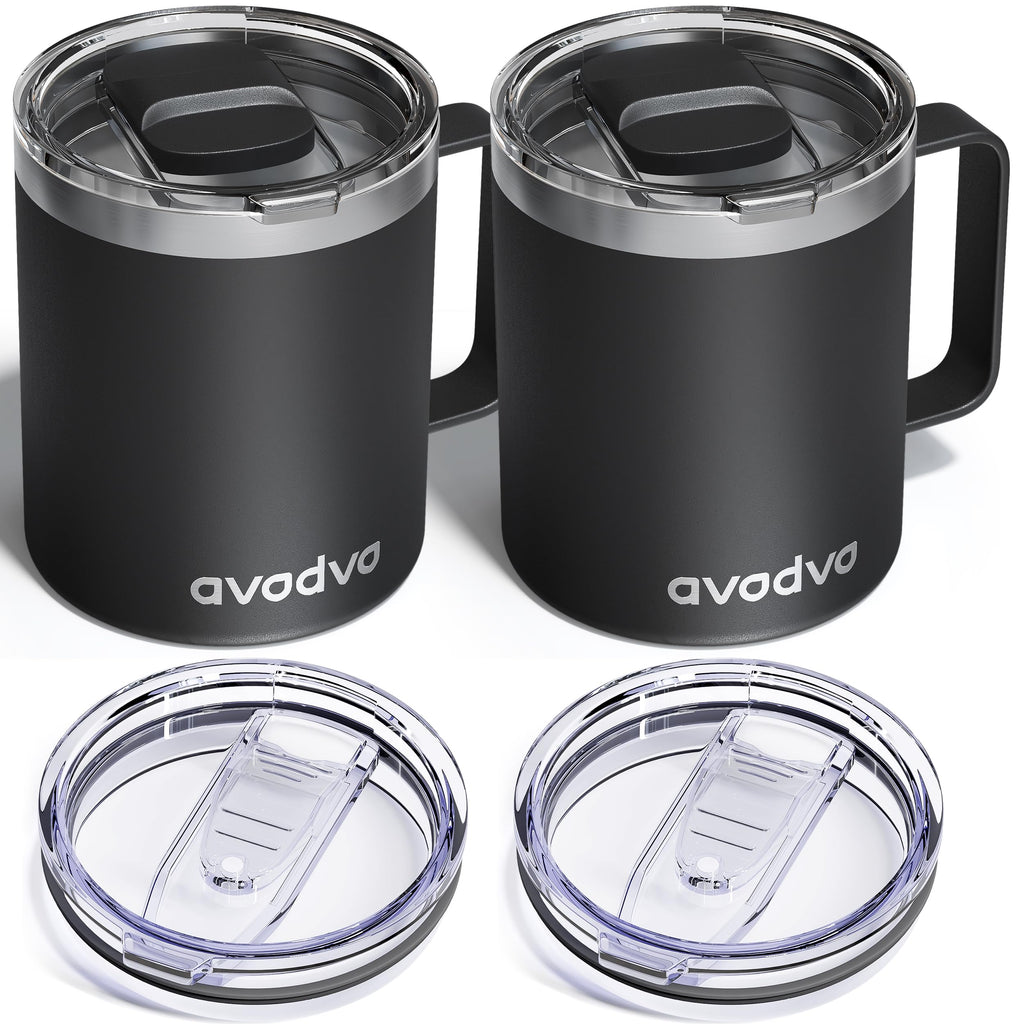 2 Pack 12oz Insulated Stainless Steel Coffee Mug with Lids A648350
