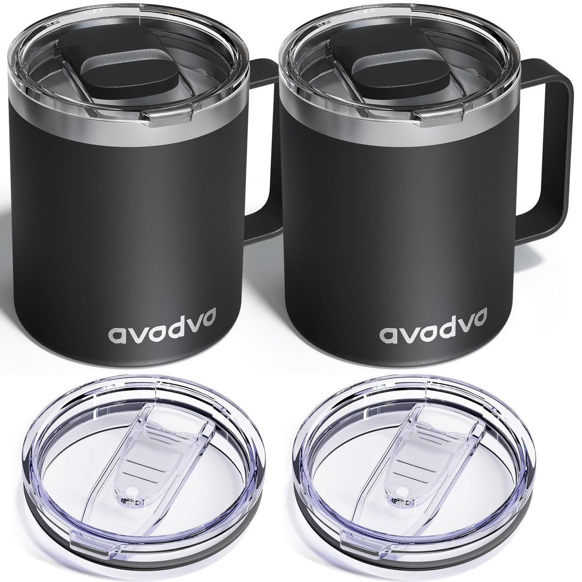 2 Pack 12oz Insulated Stainless Steel Coffee Mug with Lids A648350