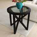 Black Tempered Glass Round Side Table A692