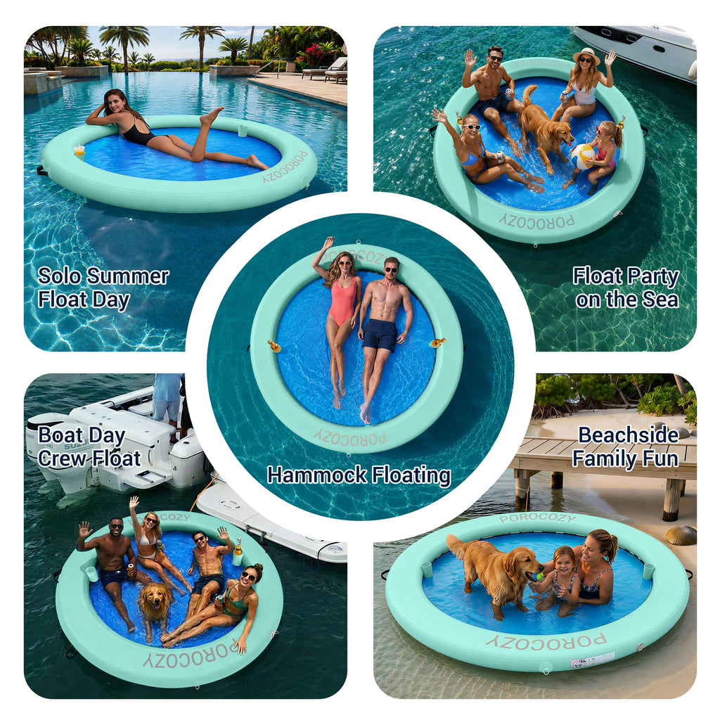 Inflatable Water Hammock with Cup Holders J205