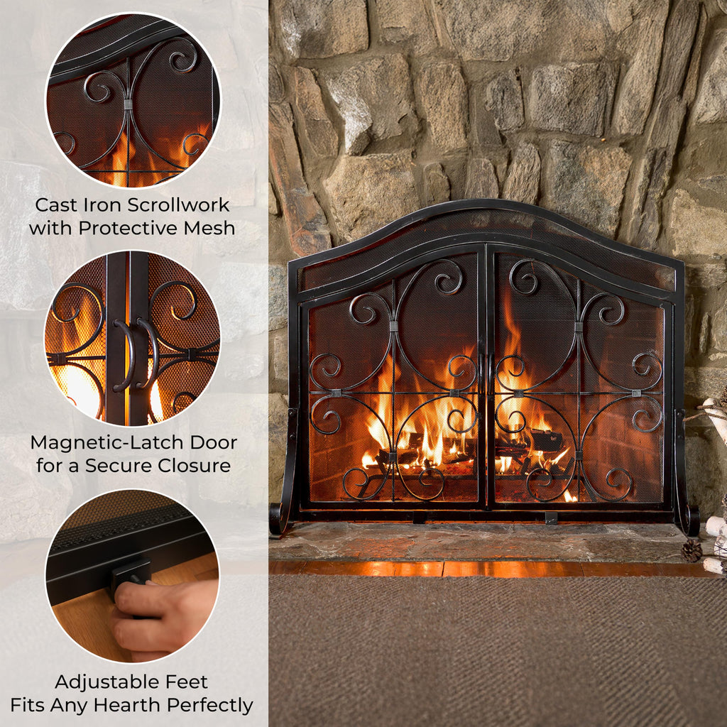 Black Metal Fireplace Screen C493